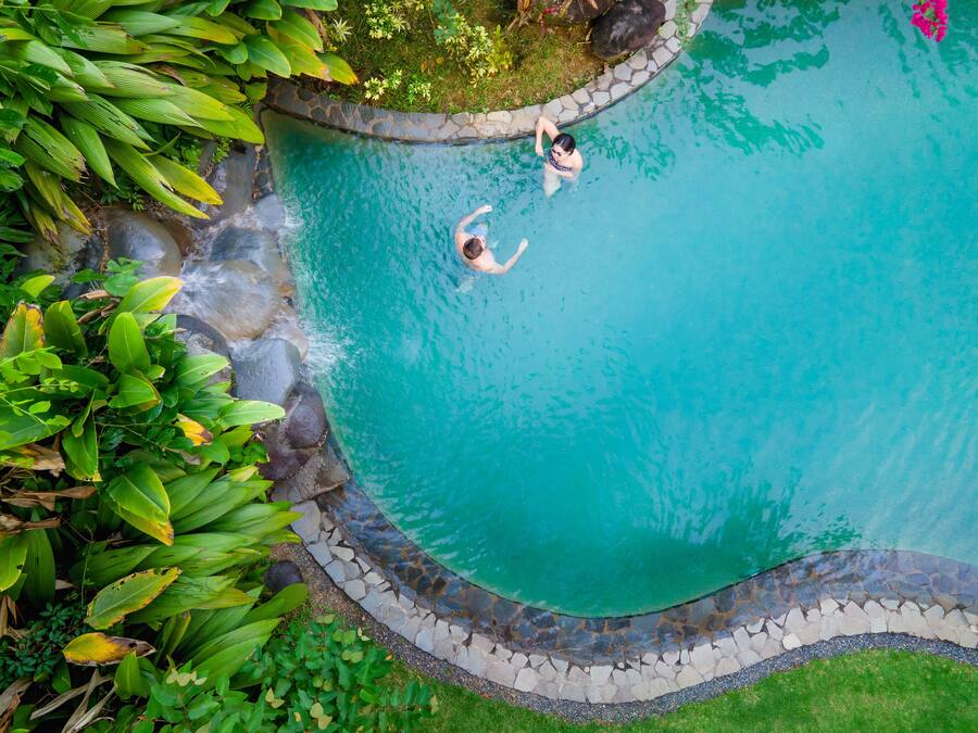Outdoor pool, pool loungers