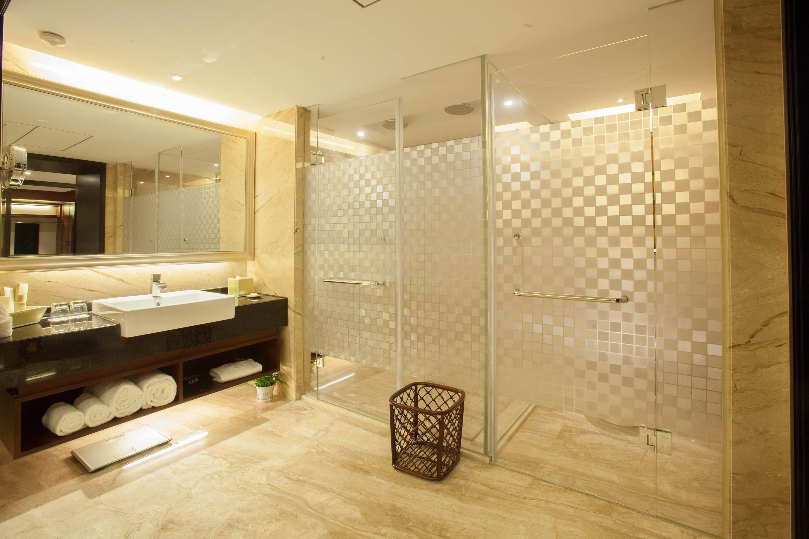 shower, free toiletries, hair dryer, bathrobes