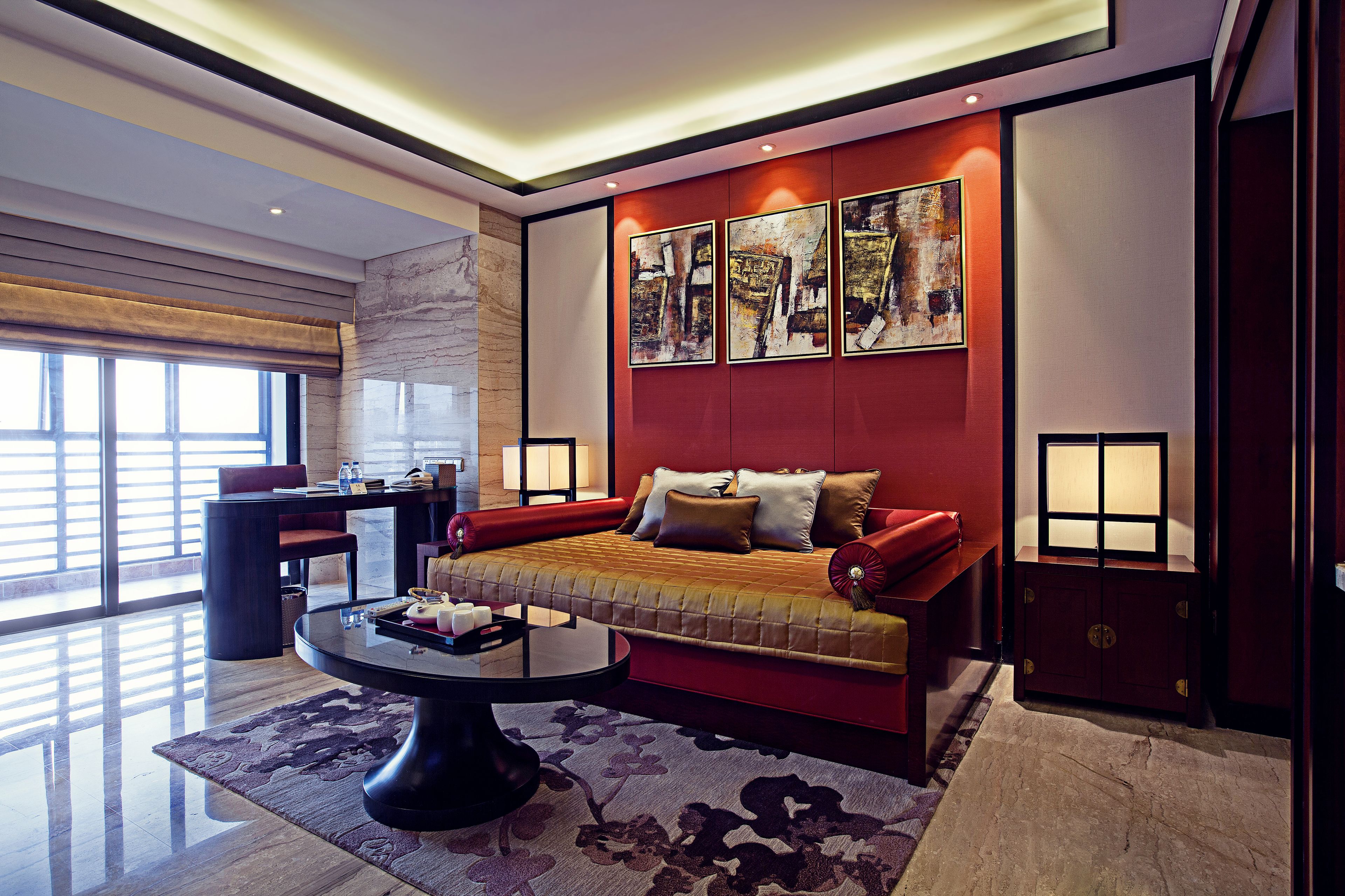 senior suite | in-room safe, desk, blackout curtains, iron/ironing board