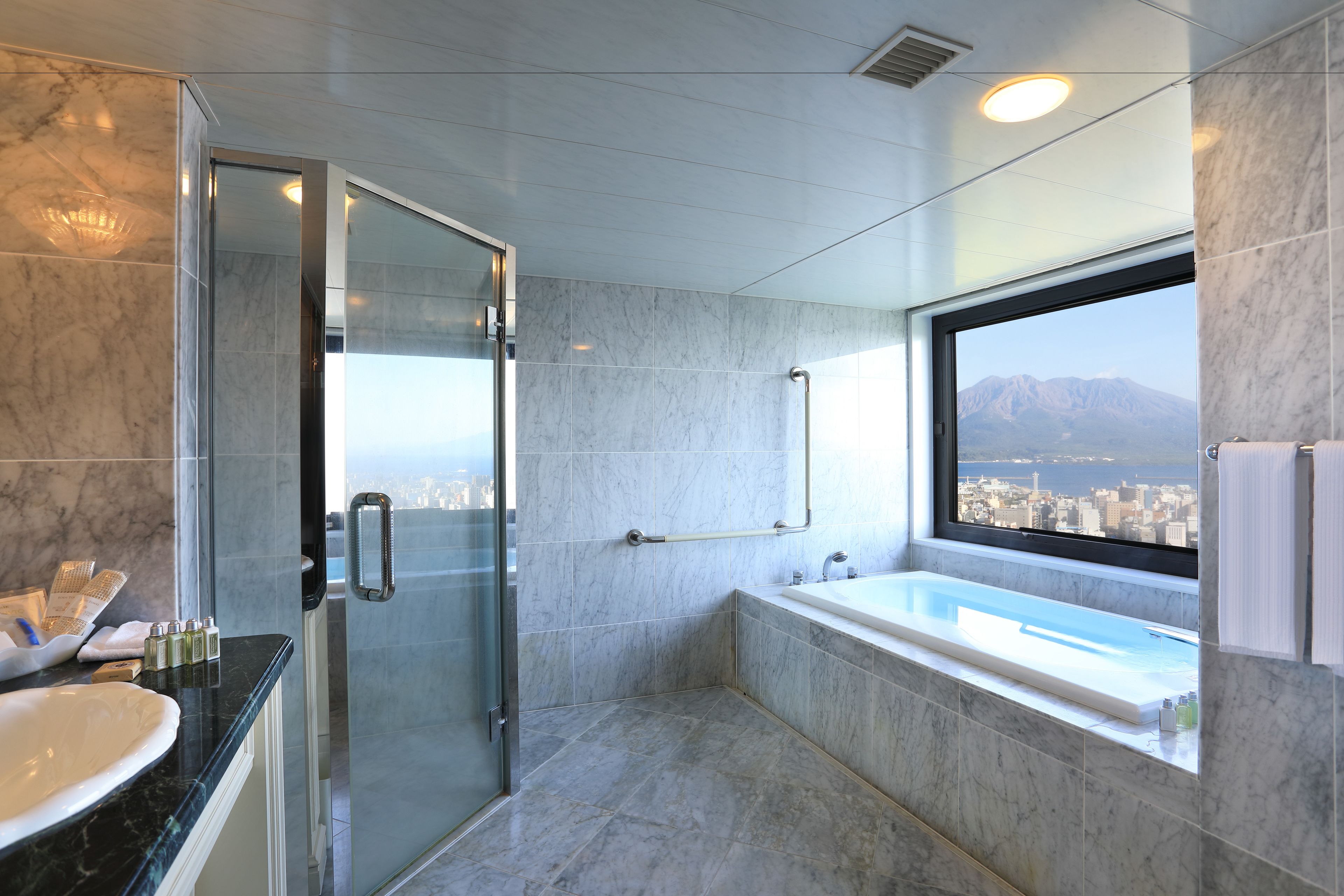 royal suite, mt. sakurajima view (no extra bed) | bathroom | shower, free toiletries, hair dryer, slippers