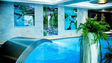 Indoor pool, a waterfall pool