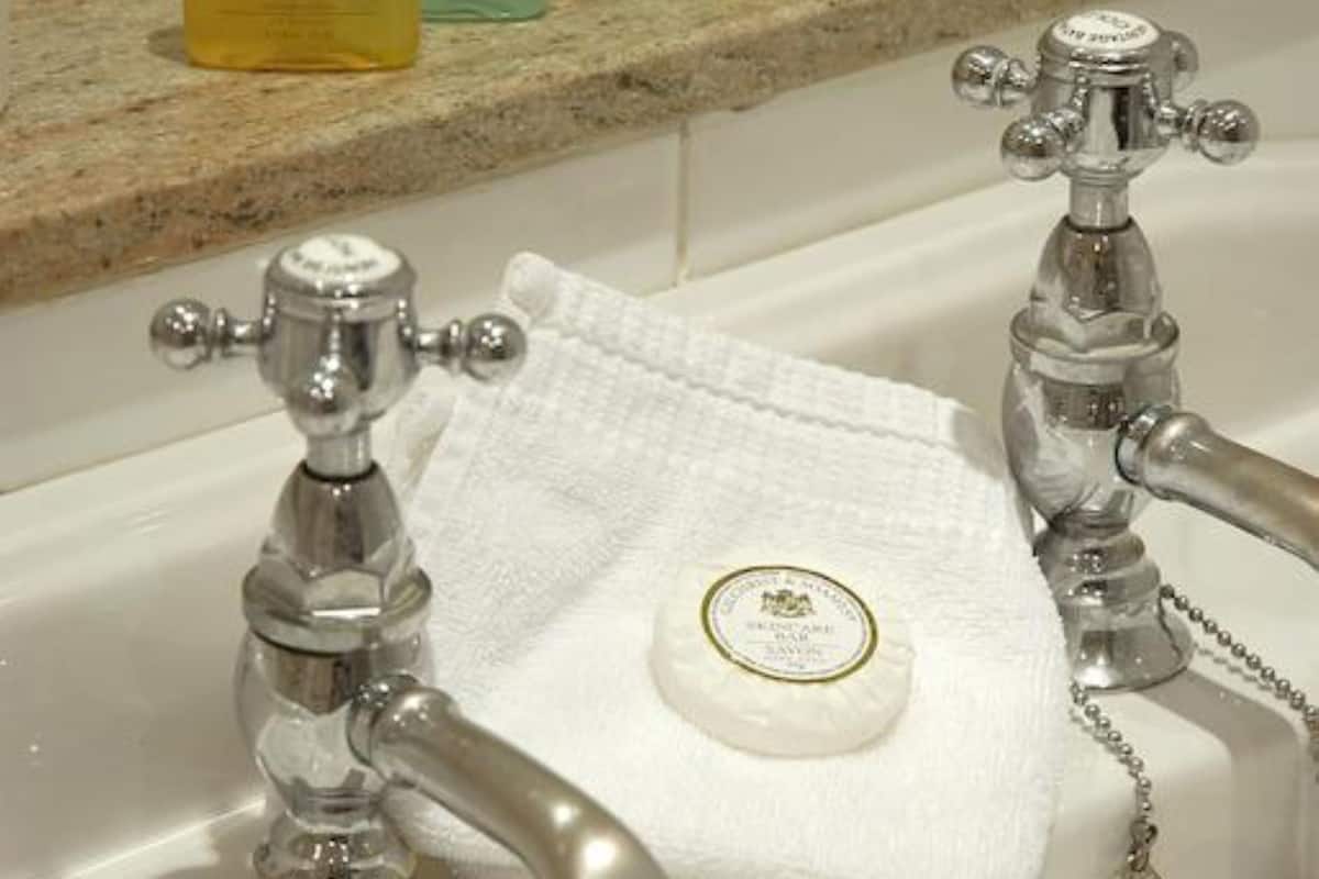 combined shower/bathtub, free toiletries, hair dryer, bathrobes