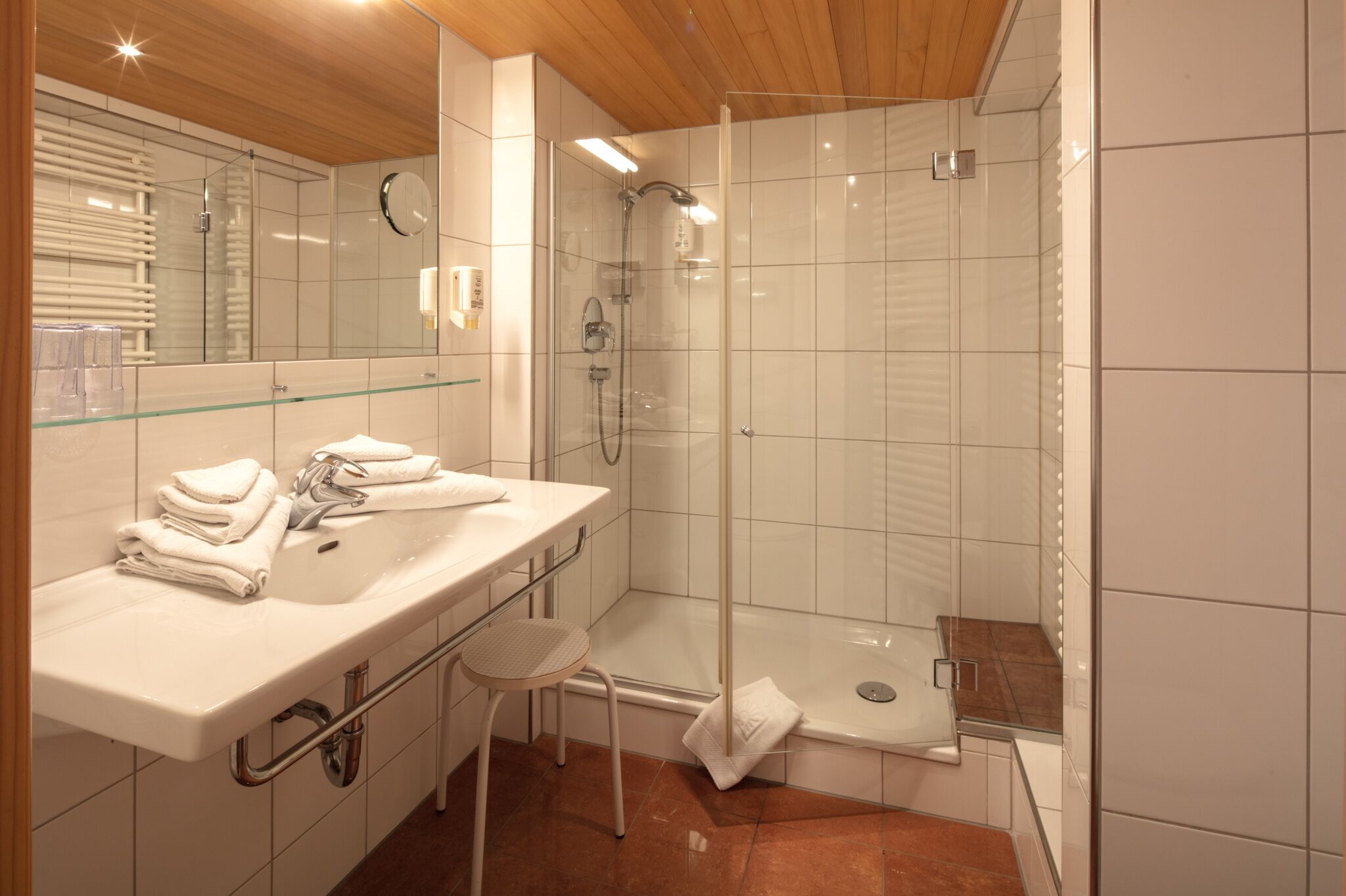 double room (sonne) | bathroom | shower, hair dryer, bathrobes, towels