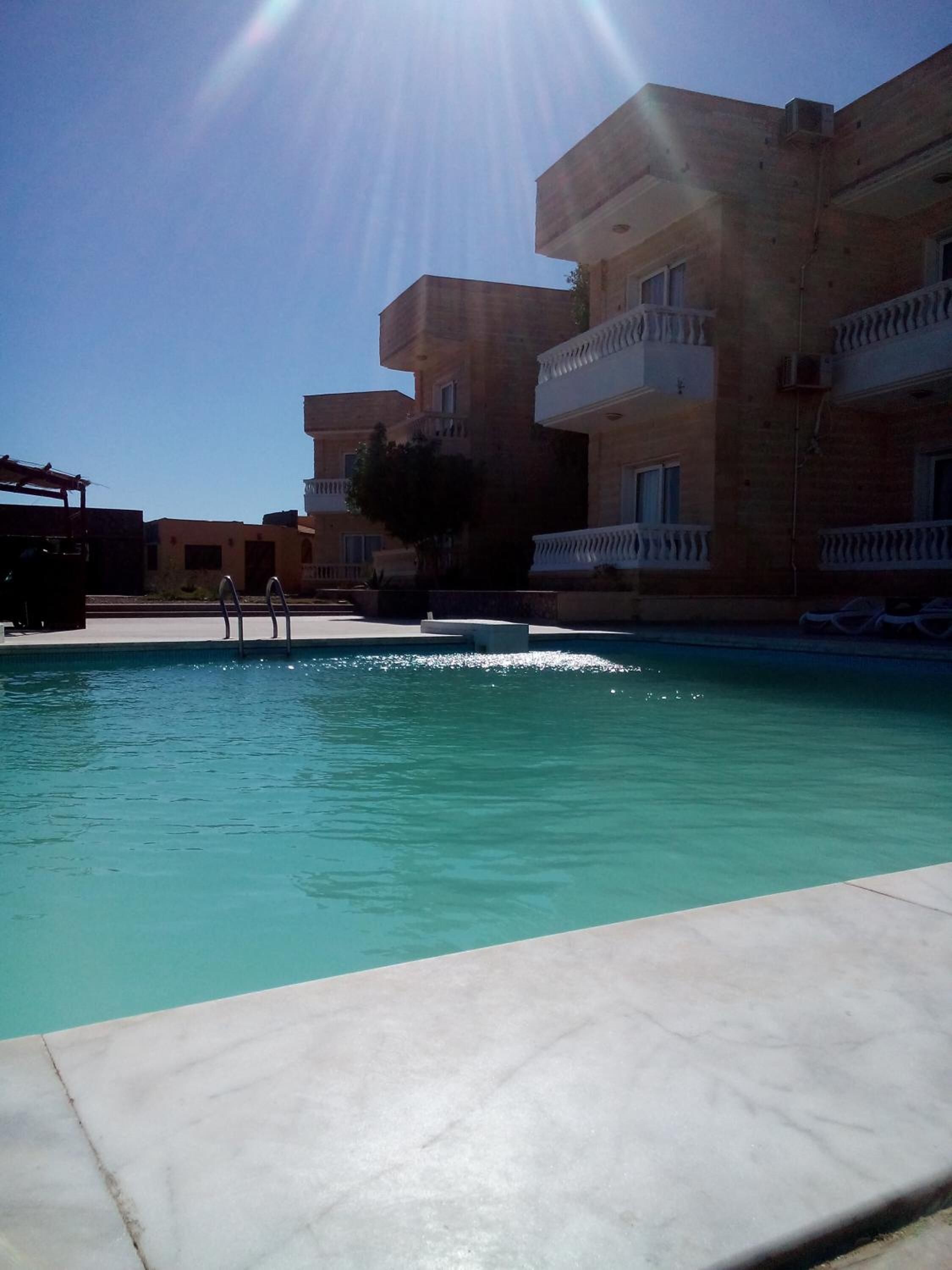 outdoor pool, pool loungers