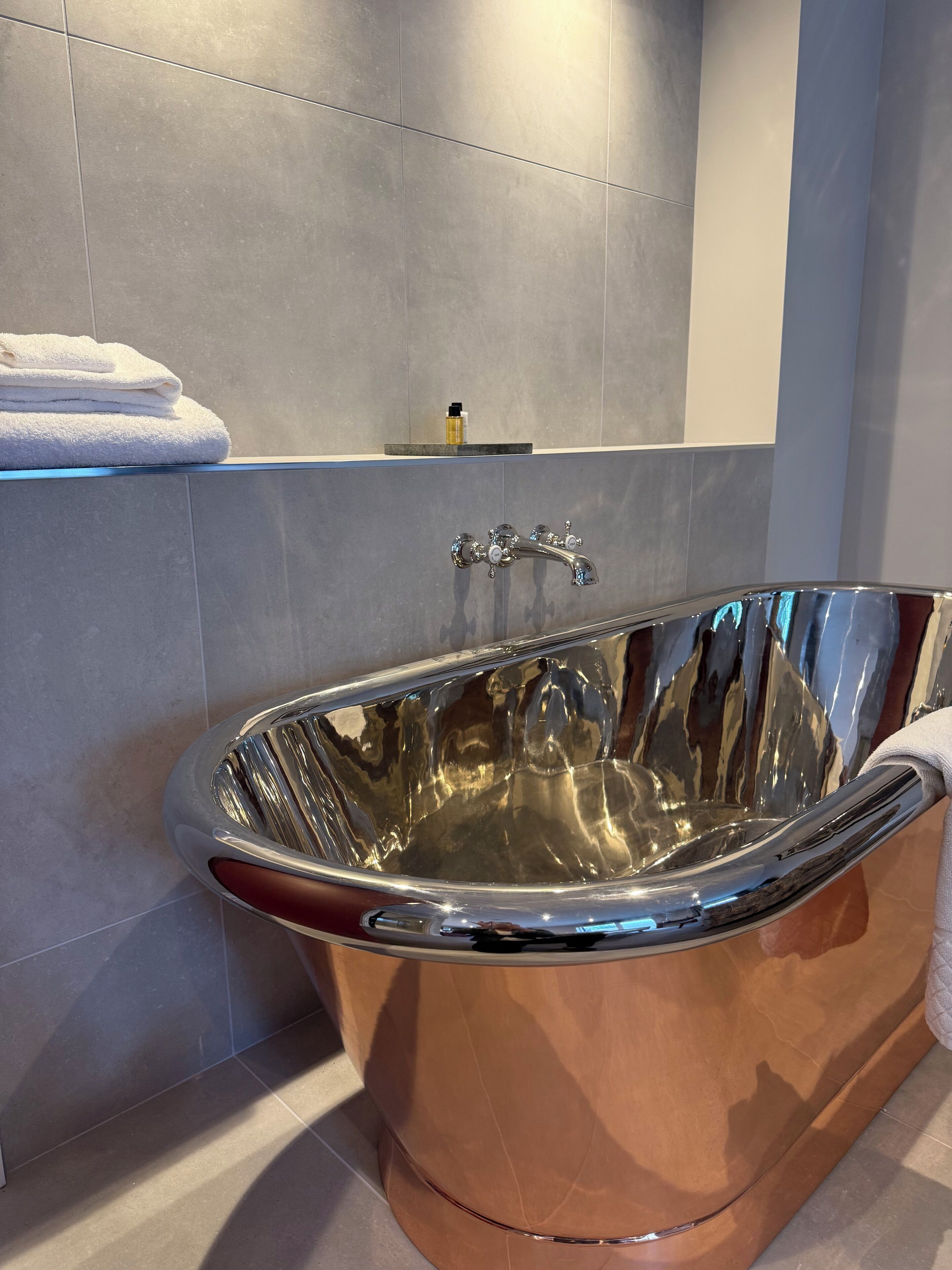 exclusive double room | bathroom | separate bathtub and shower, rainfall showerhead, designer toiletries