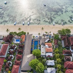 On the beach, sun loungers, beach umbrellas, snorkeling
