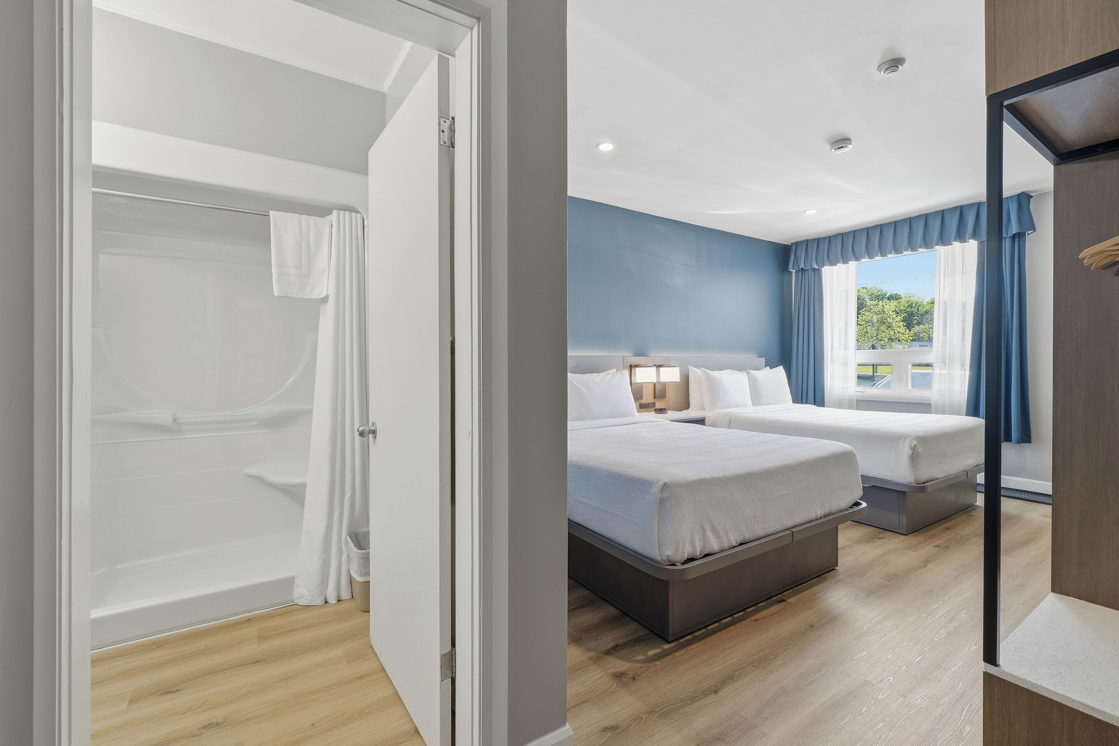 Standard Room, 2 Queen Beds, Ground Floor | Desk, free WiFi, bed sheets