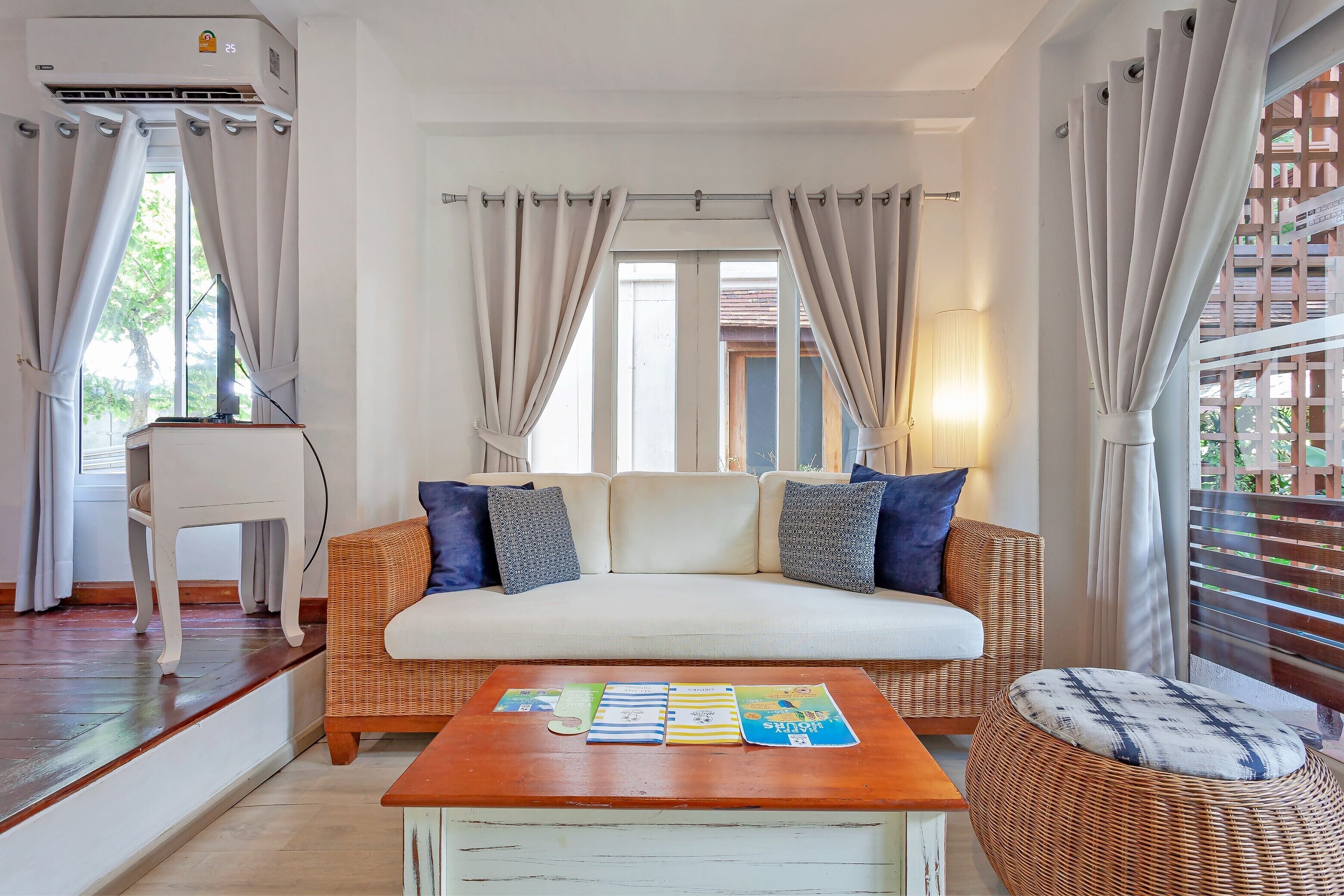 studio, terrace | living area | 32-inch tv with cable channels