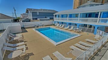 Outdoor pool, open 8:30 AM to 9:30 PM, sun loungers