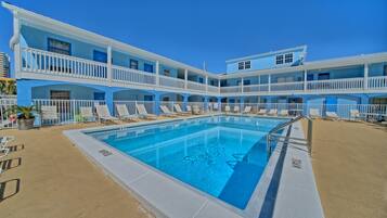 Outdoor pool, open 8:30 AM to 9:30 PM, sun loungers