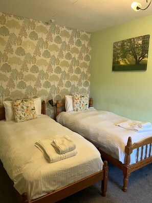 Chambre avec lits jumeaux, salle de bains attenante