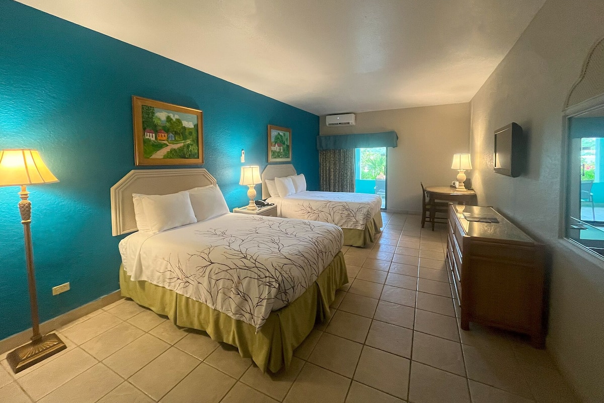 Double Room, 2 Double Beds, Garden View | 1 bedroom, in-room safe, individually furnished, iron/ironing board