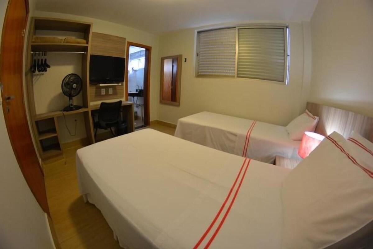 Desk, travel crib, WiFi (free), bed sheets