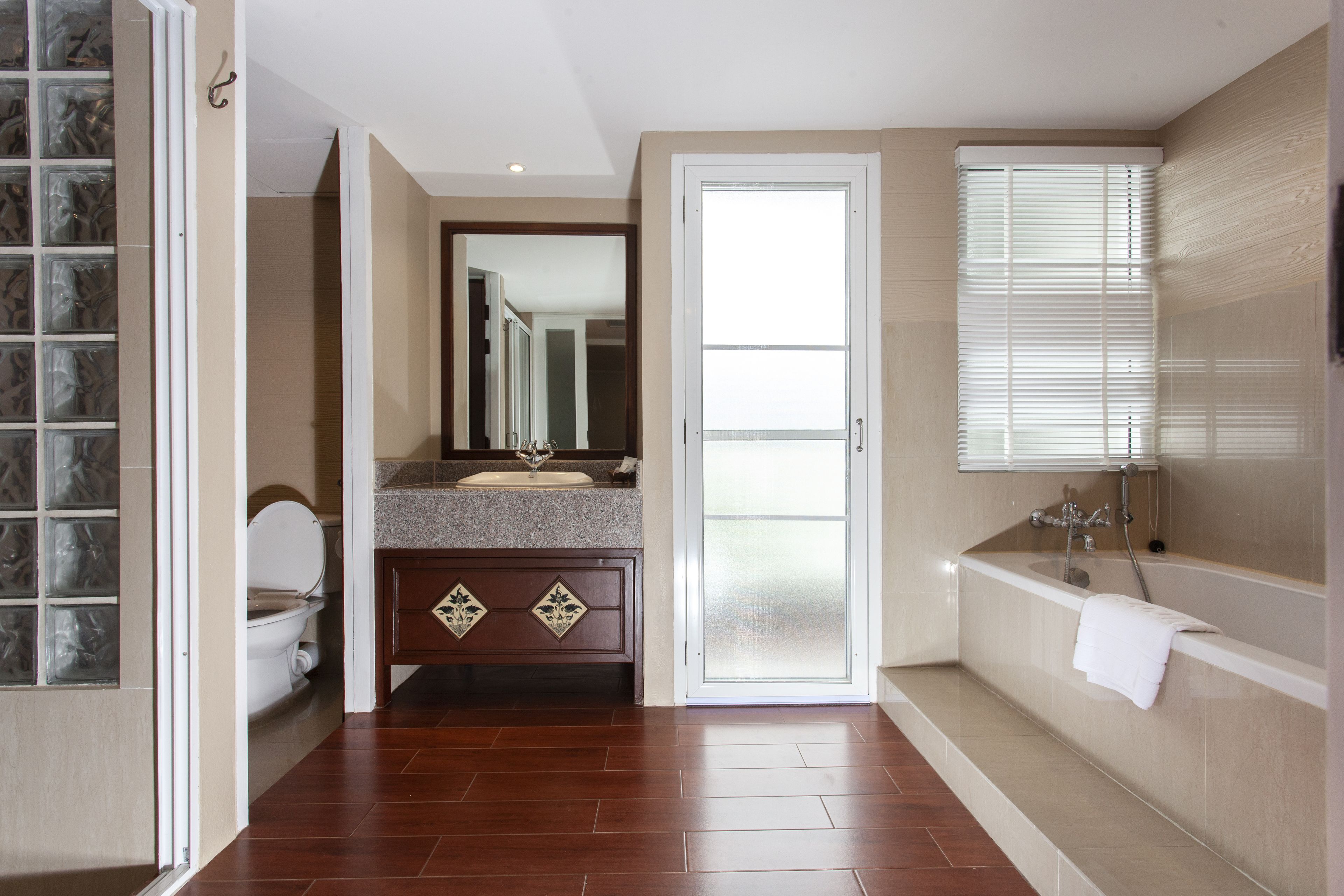 lotus suite double bed | bathroom | free toiletries, hair dryer, towels, soap