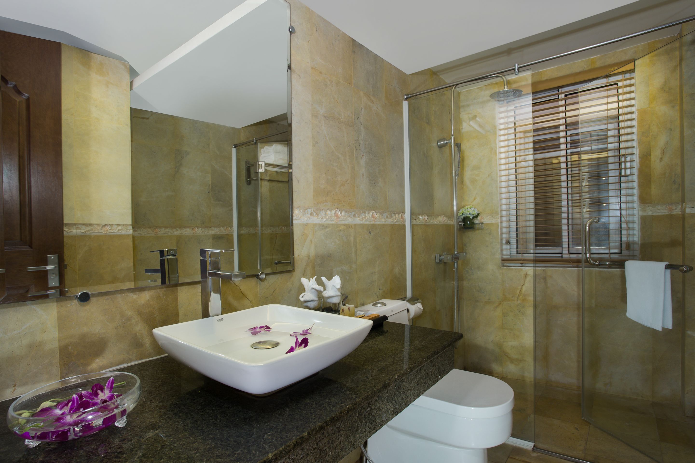 shower, rainfall showerhead, free toiletries, hair dryer