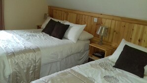 Two single beds with wooden headboards, white bedding, and a bedside table with a lamp. - Ashfield Bed & Breakfast (Kenmare)