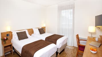 Premium bedding, desk, soundproofing, iron/ironing board