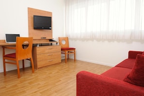 Premium bedding, desk, soundproofing, iron/ironing board