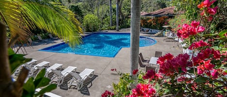 Una piscina al aire libre