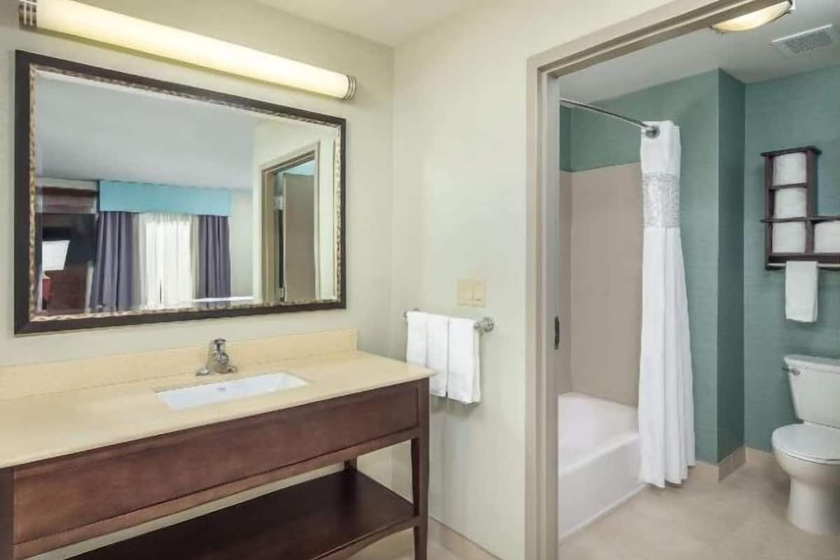 Bathroom | Combined shower/tub, free toiletries, towels