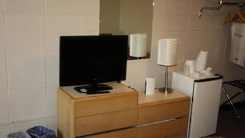 Desk, laptop workspace, blackout drapes, free WiFi