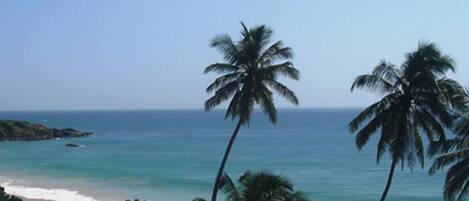 On the beach, white sand