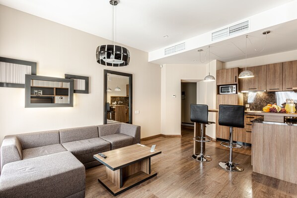 Apartment, 1 Bedroom | Private kitchen | Fridge, electric kettle