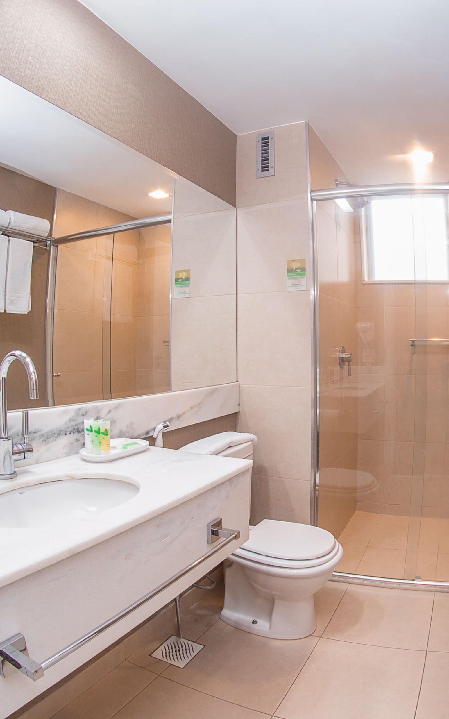 shower, rainfall showerhead, free toiletries, hair dryer