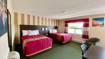 Standard Room, 2 Double Beds | Desk, laptop workspace, blackout drapes, iron/ironing board