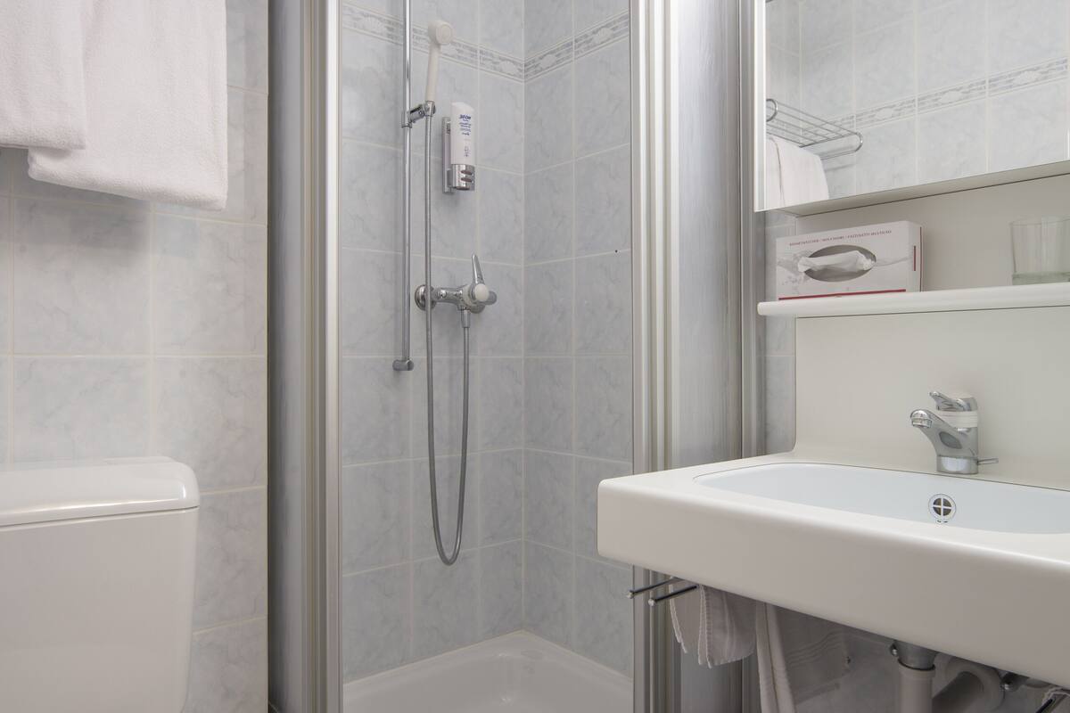 free toiletries, hair dryer, towels