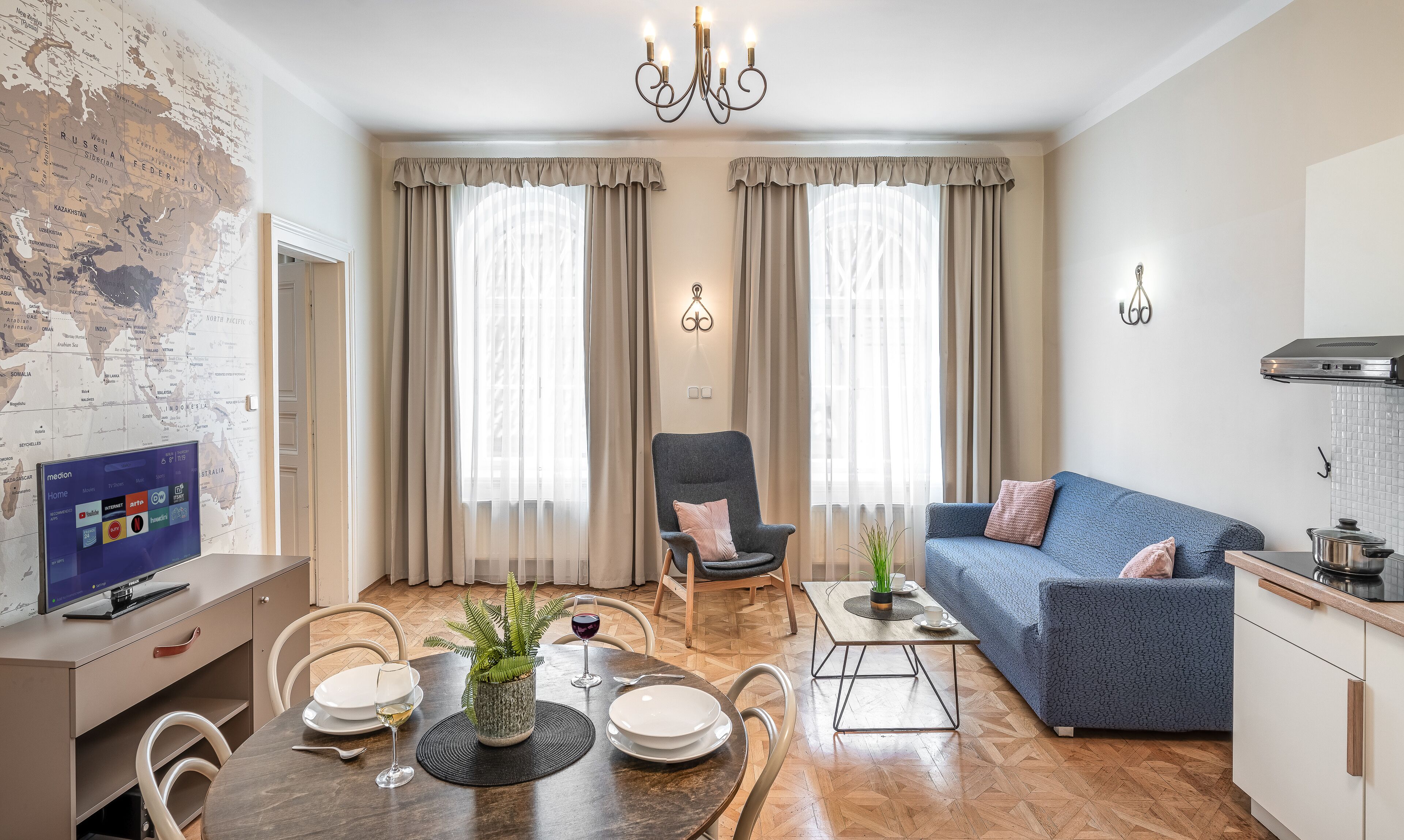 Apartment, 2 Bedrooms (Africa 3rd Floor) | Private kitchen | Full-size fridge, microwave, stovetop, dishwasher