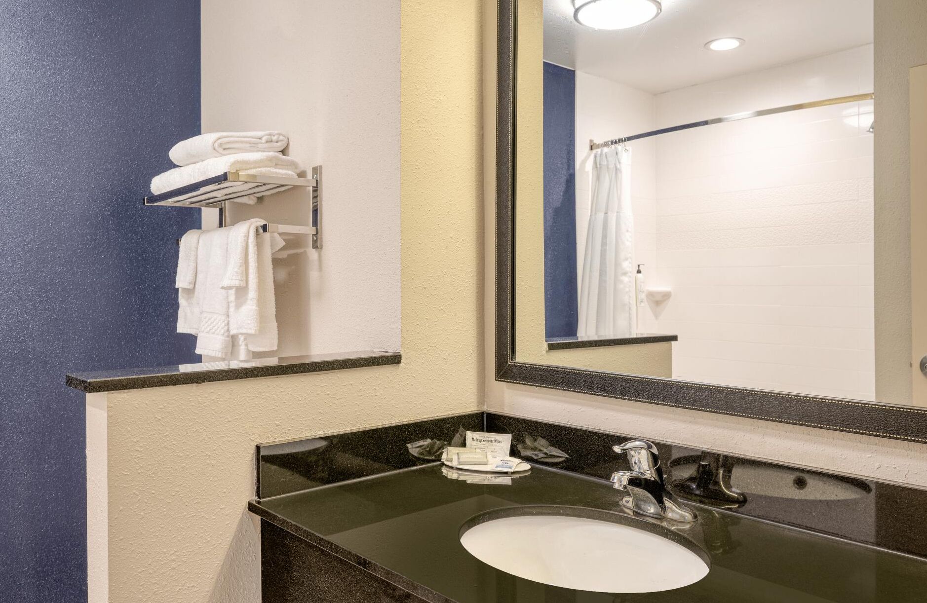 free toiletries, hair dryer, towels