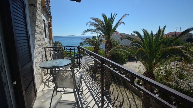 Classic Double Room, Balcony, Partial Sea View | Balcony view - Restaurant Pension Dioklecijan (Podstrana)