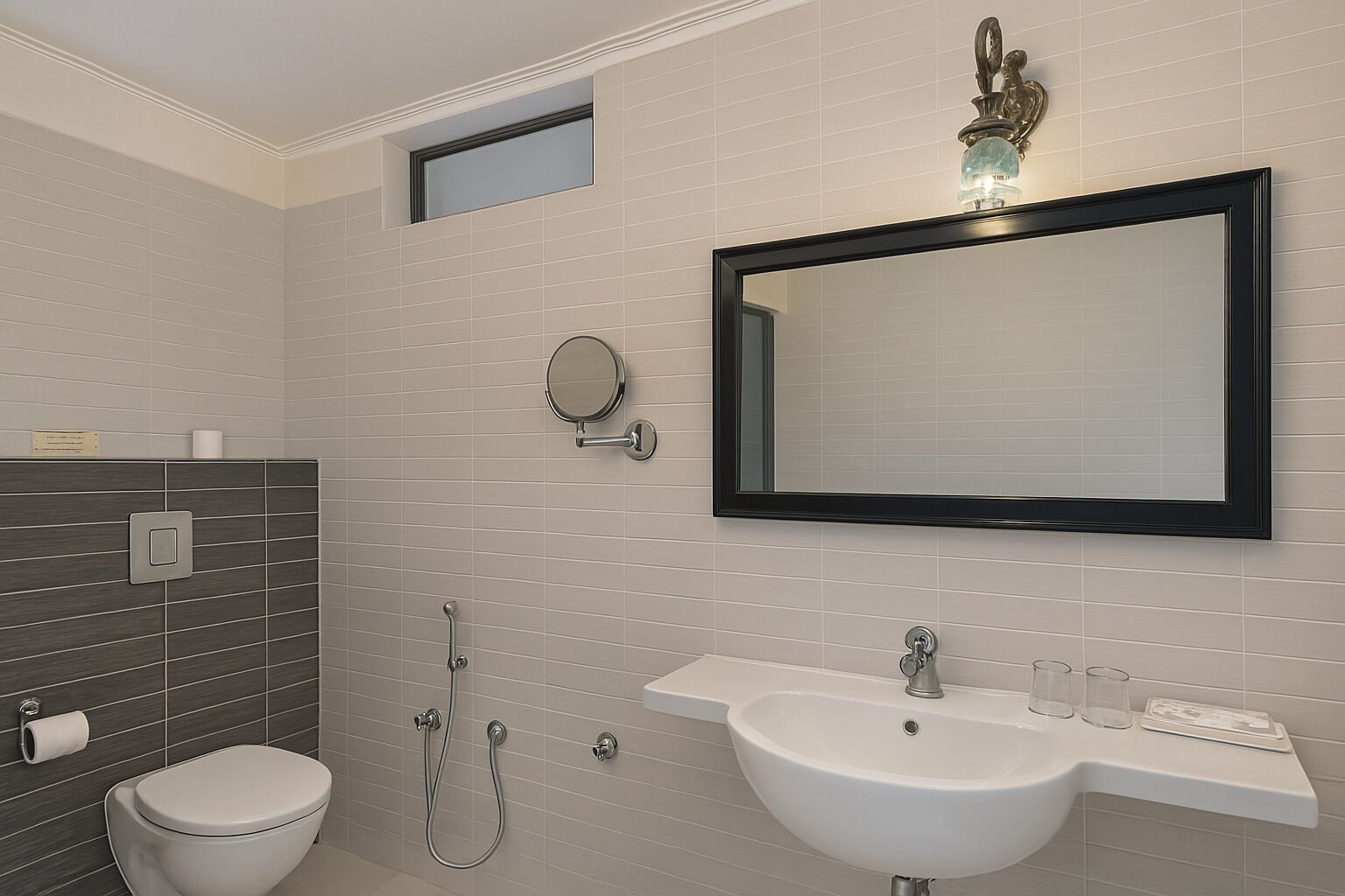 deluxe room | bathroom | shower, designer toiletries, hair dryer, slippers