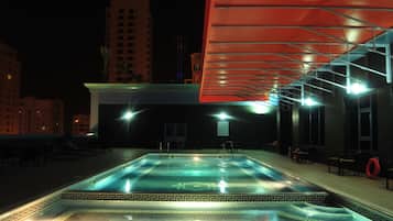 Outdoor pool, sun loungers