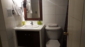 Dusj, regndusjhode, hårføner og håndklær
