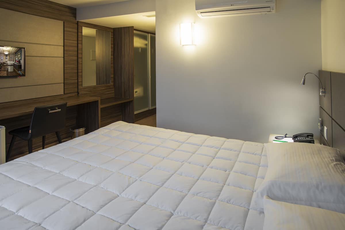 In-room safe, desk, laptop workspace, blackout curtains