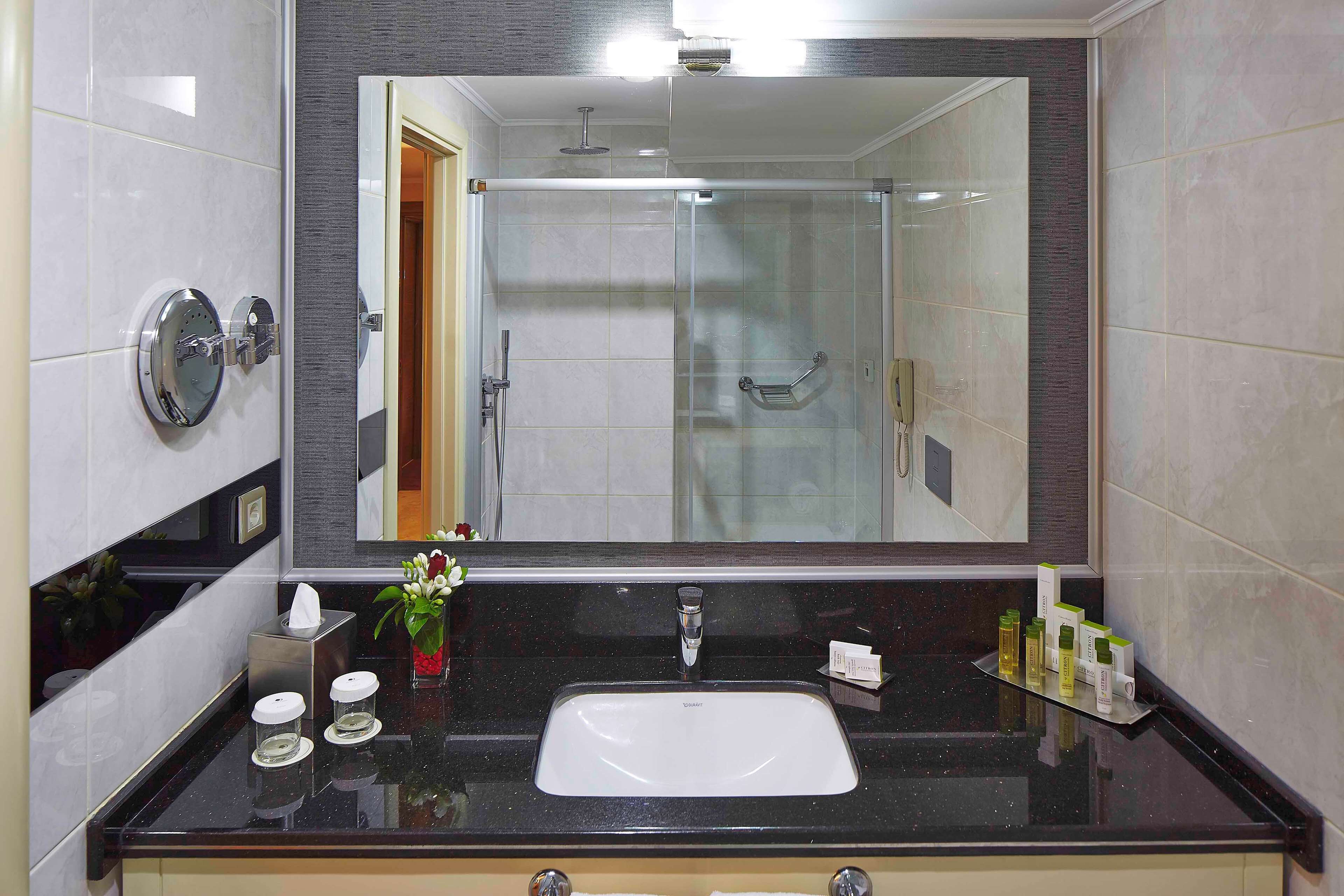 Deluxe-Zimmer, 1 King-Bett | Badezimmer | Dusche, kostenlose Toilettenartikel, Haartrockner, Bademäntel