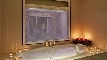 Shower, free toiletries, hair dryer, bathrobes