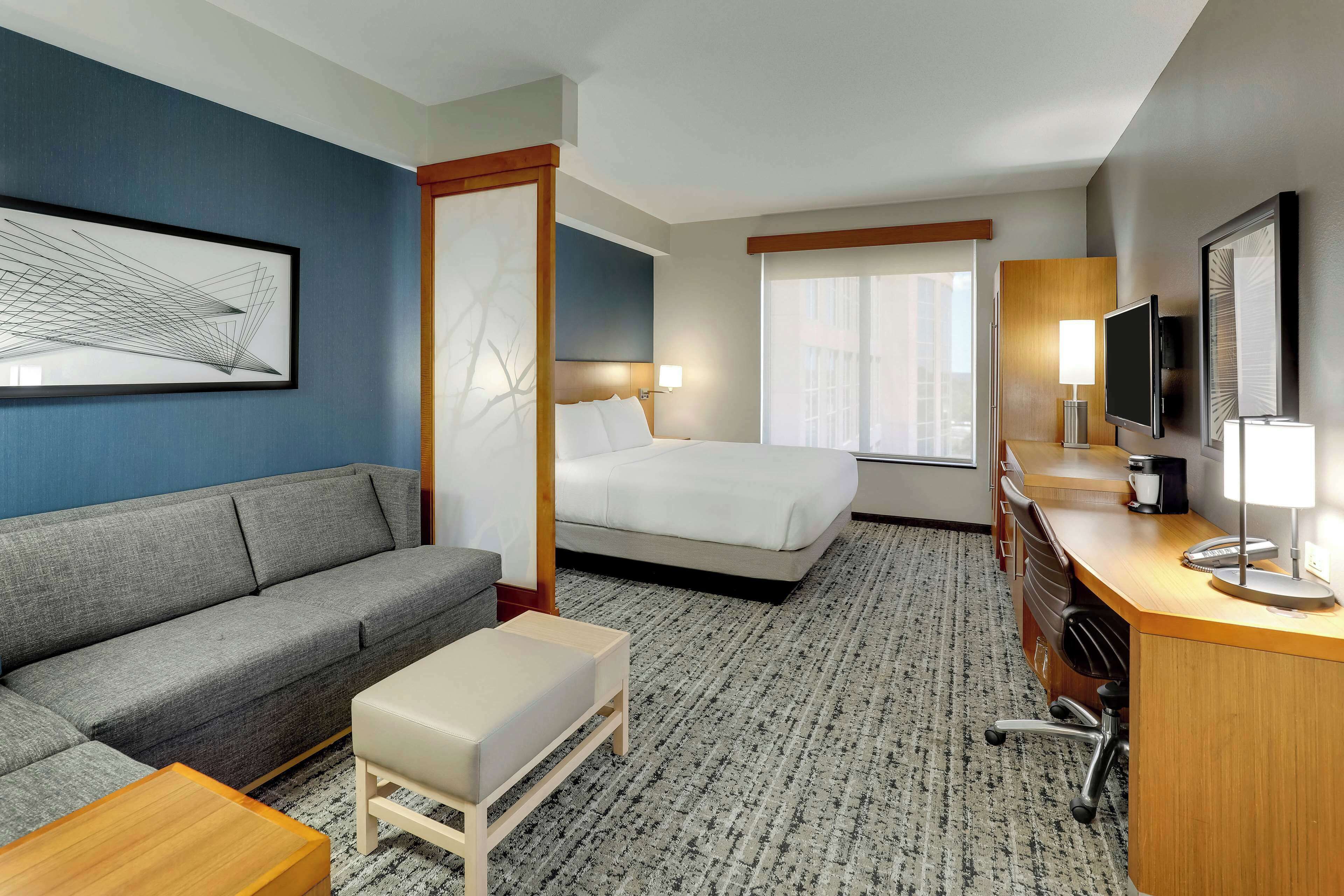 room, 1 king bed with sofa bed | premium bedding, desk, laptop workspace, blackout curtains