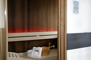 Suite, Sauna, Mountain View | Bathroom amenities | Separate bathtub and shower, deep-soaking bathtub, hair dryer, bathrobes
