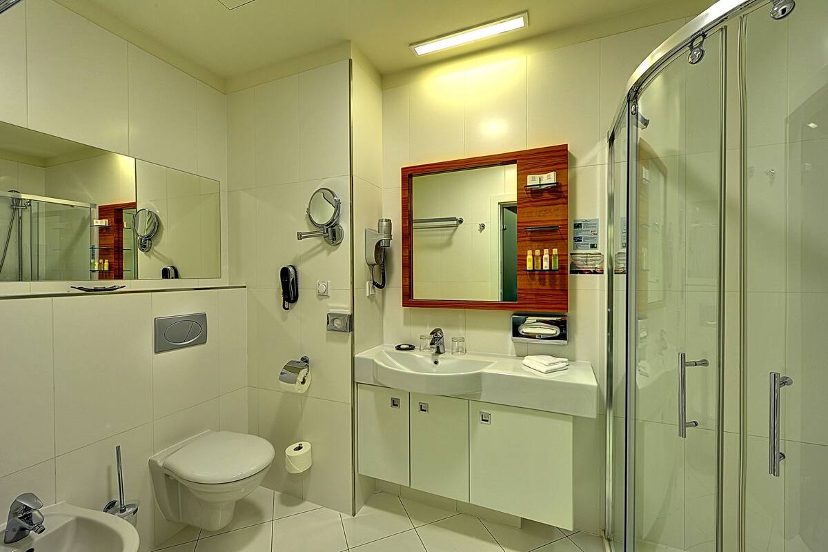 free toiletries, hair dryer, bathrobes, slippers