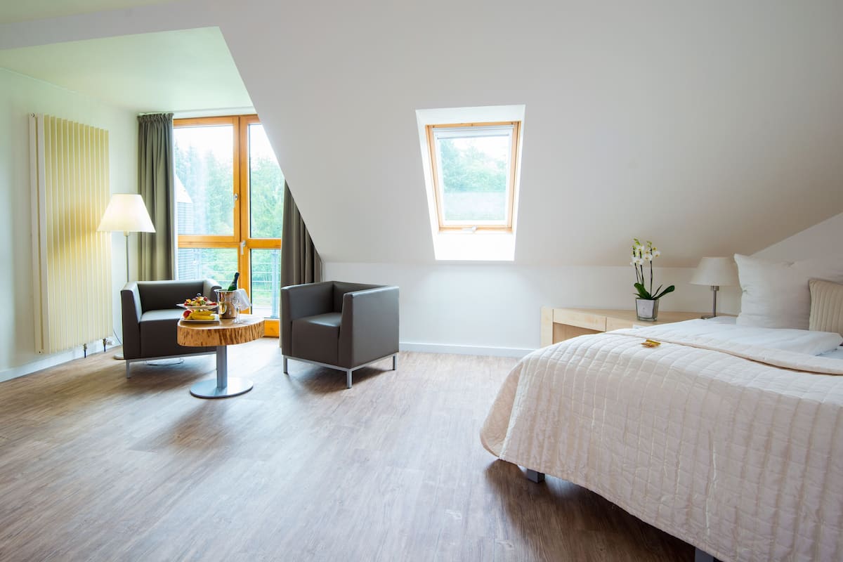 comfort double room | 1 bedroom, in-room safe, desk, iron/ironing board