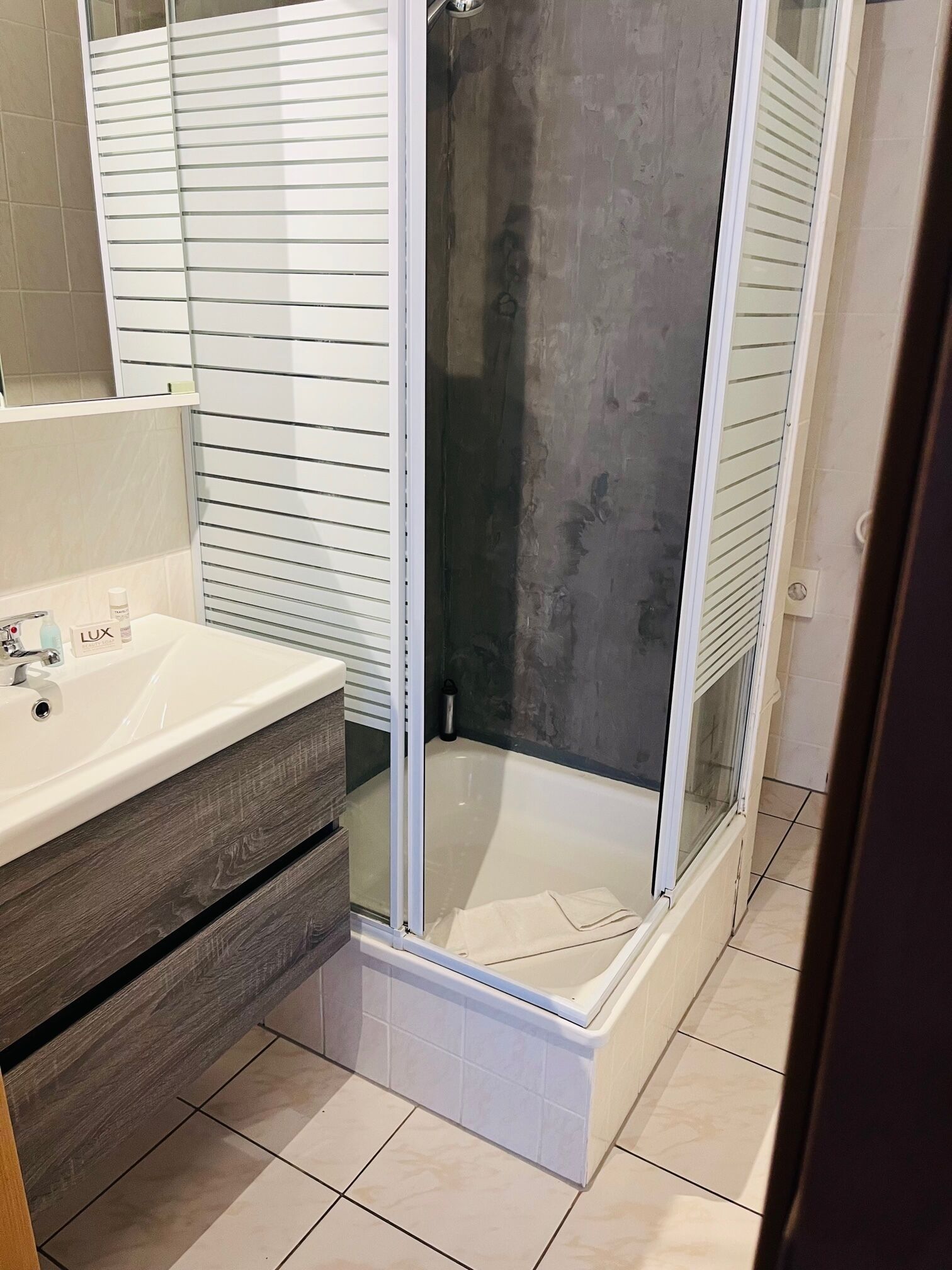 Shower, eco-friendly toiletries, hair dryer, towels