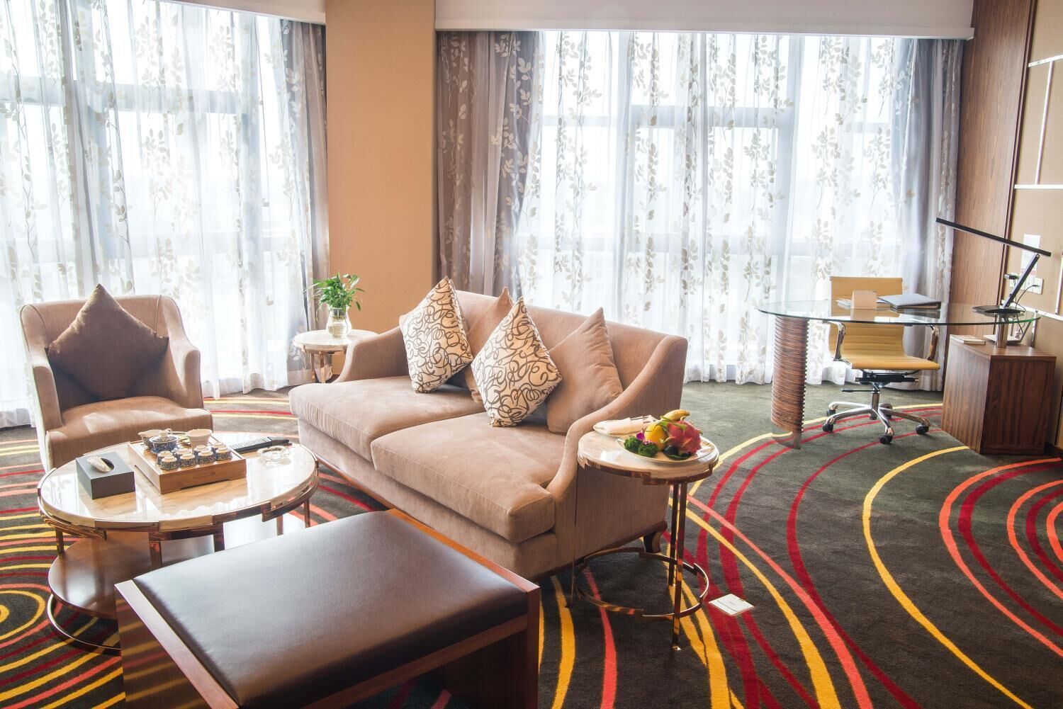 42-inch flat-screen TV with cable channels, TV, iPod dock