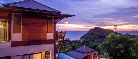 Familie villa | Uitzicht op strand/zee