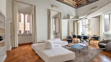 Apartment, 2 Bedrooms, Annex Building (Via di Campo Marzio 24) | Living area | LCD TV