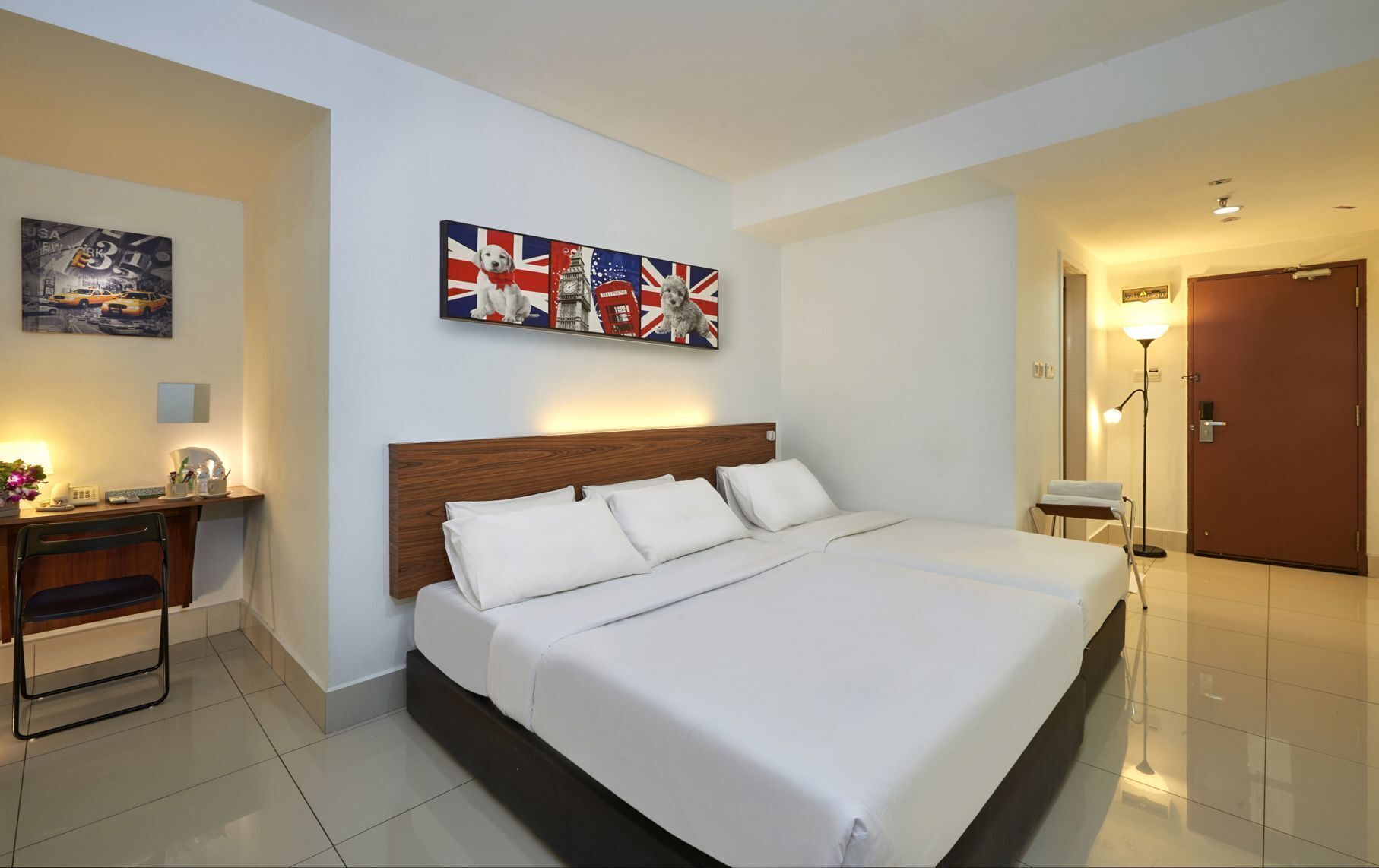 Individually furnished, desk, blackout drapes, soundproofing