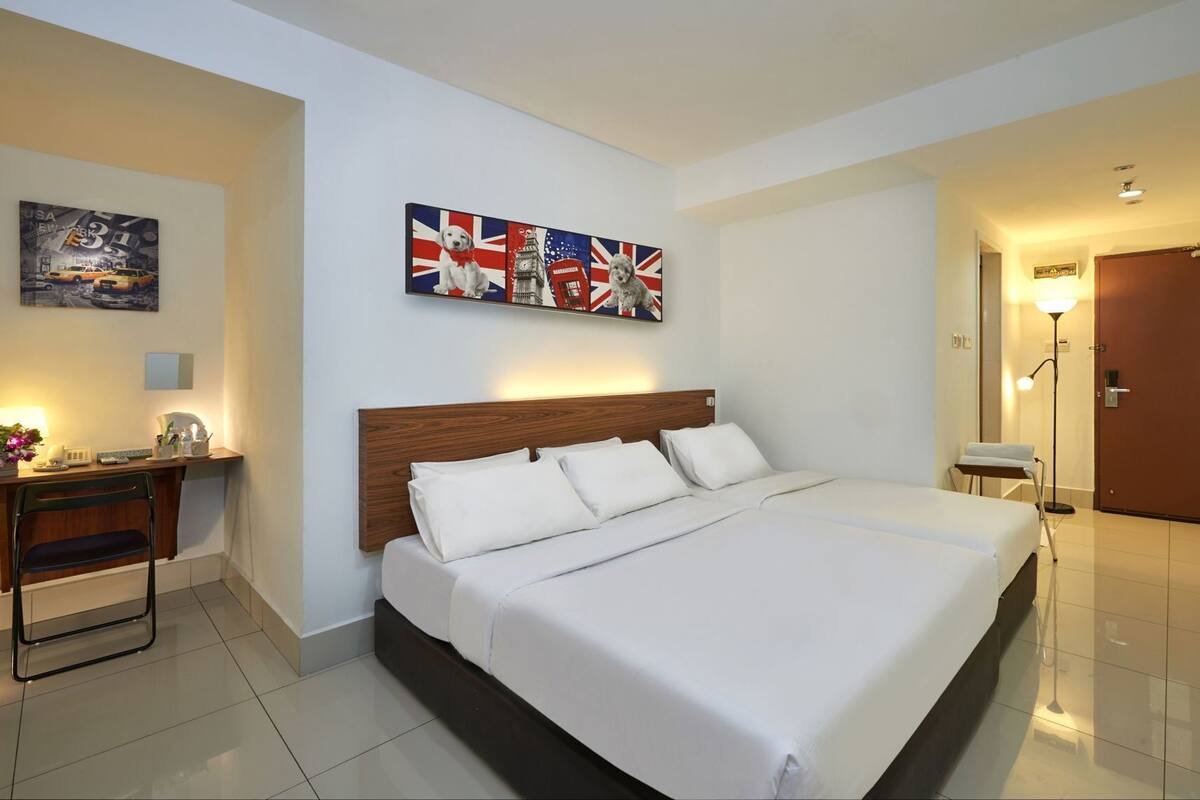 Individually furnished, desk, blackout drapes, soundproofing