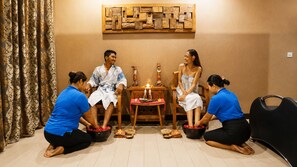 Espace de soins pour les couples, sauna, bain à remous, hammam